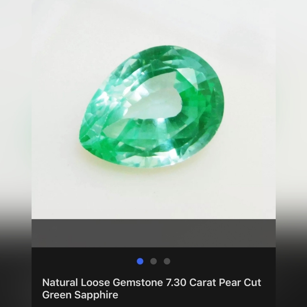 7.30 Carat Green Sapphire Loose Pear Shape Gem